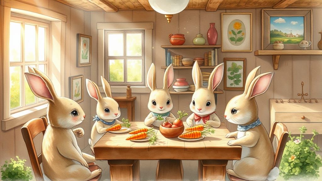 Cozy Cottage Gathering in Whimsical Watercolor