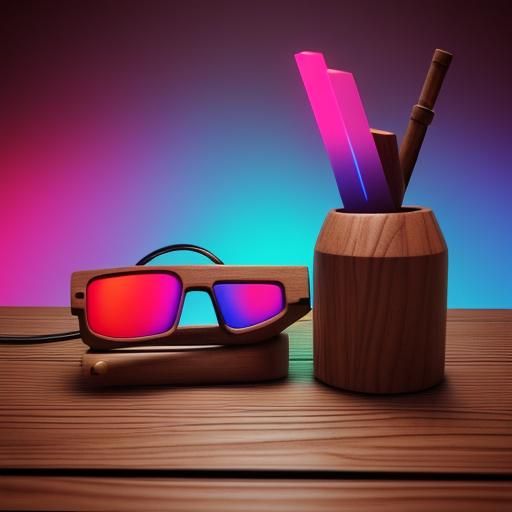 Wooden Pipe in Synthwave Neon Style