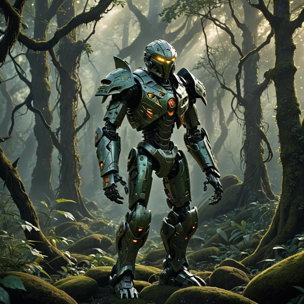 Bionicle in Mystical Forest: Fantasy Concept Art