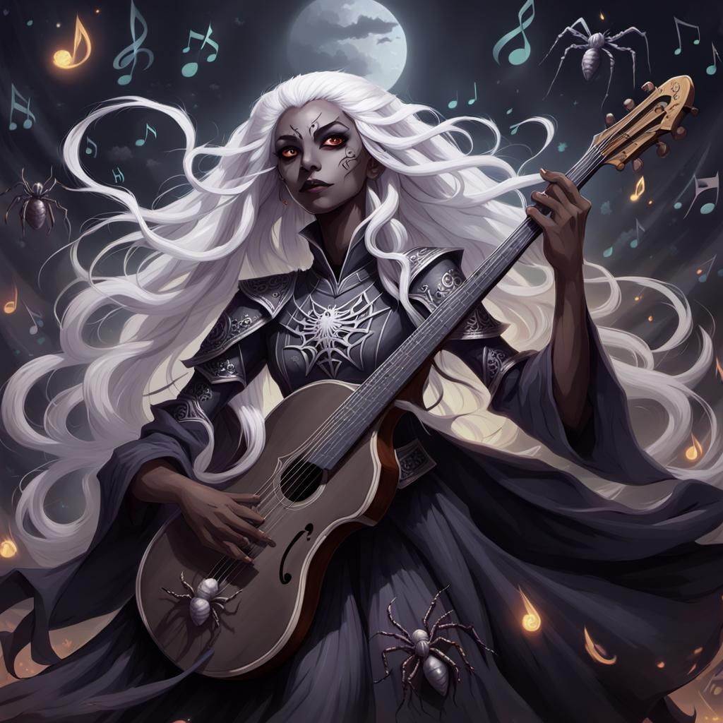 Dark Elf Necromancer with Spider Lute