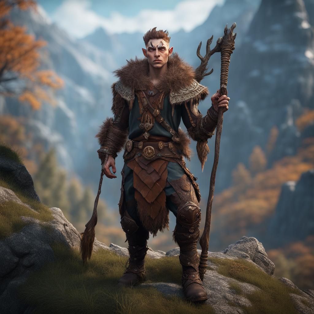 Young Firbolg Druid in Detailed Matte Painting