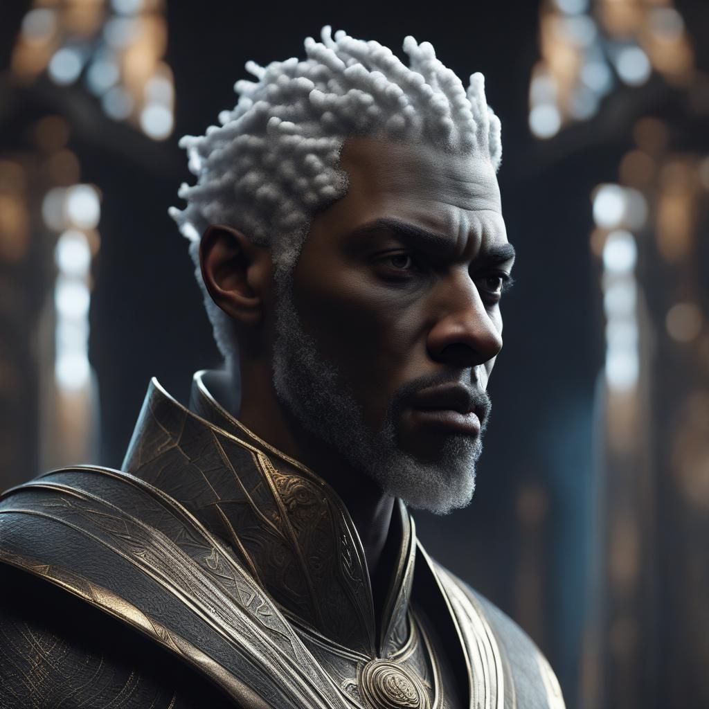 Stoic Black Man Portrait in Detailed Matte Painting