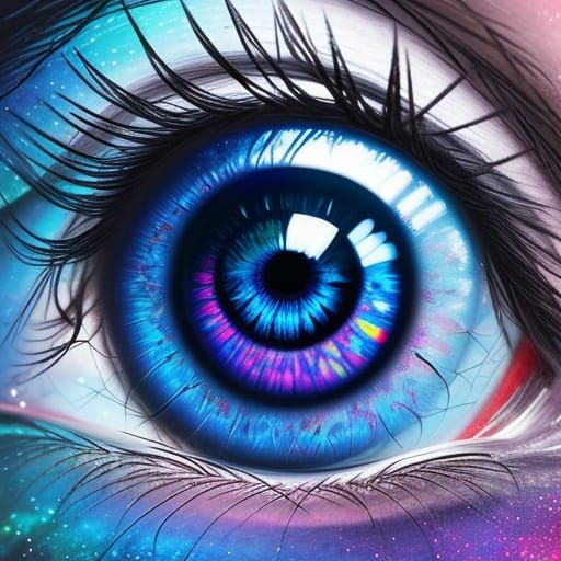 Butterfly in Eye pupil, Hyperrealistic Sci-Fi Art