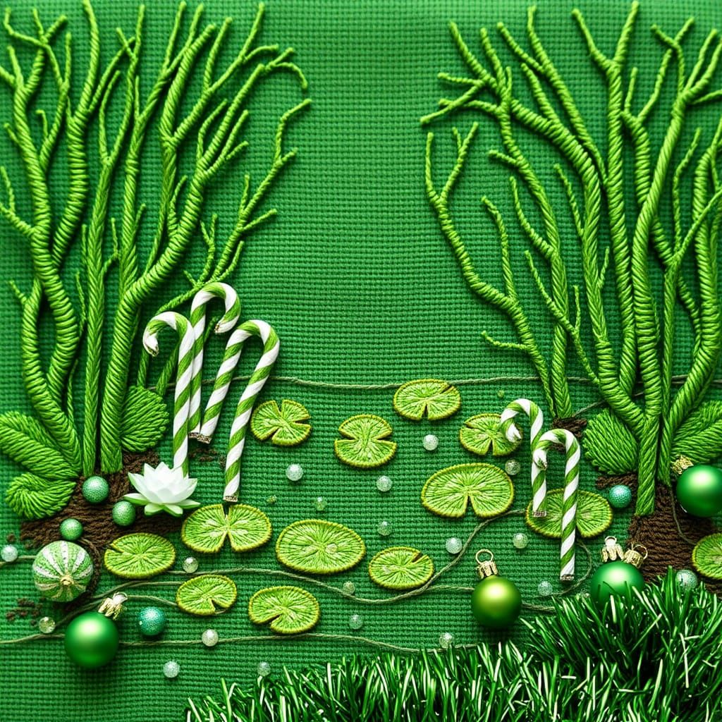 Festive Cross-Stitch: Christmas Swamp Embroidery