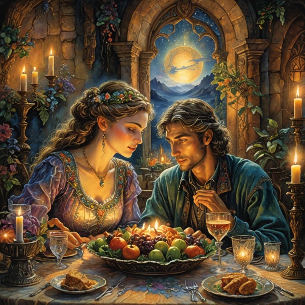 Romantic Dinner by Candlelight in Visionary Style