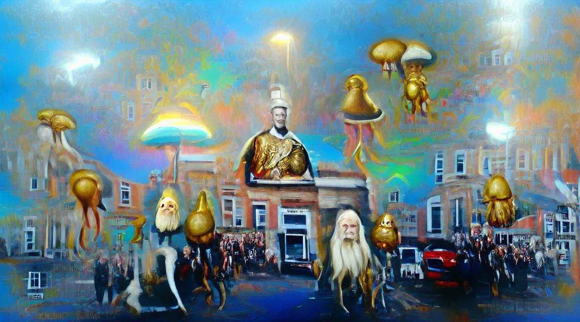 King Leopold II's Arrival with Mushroom People