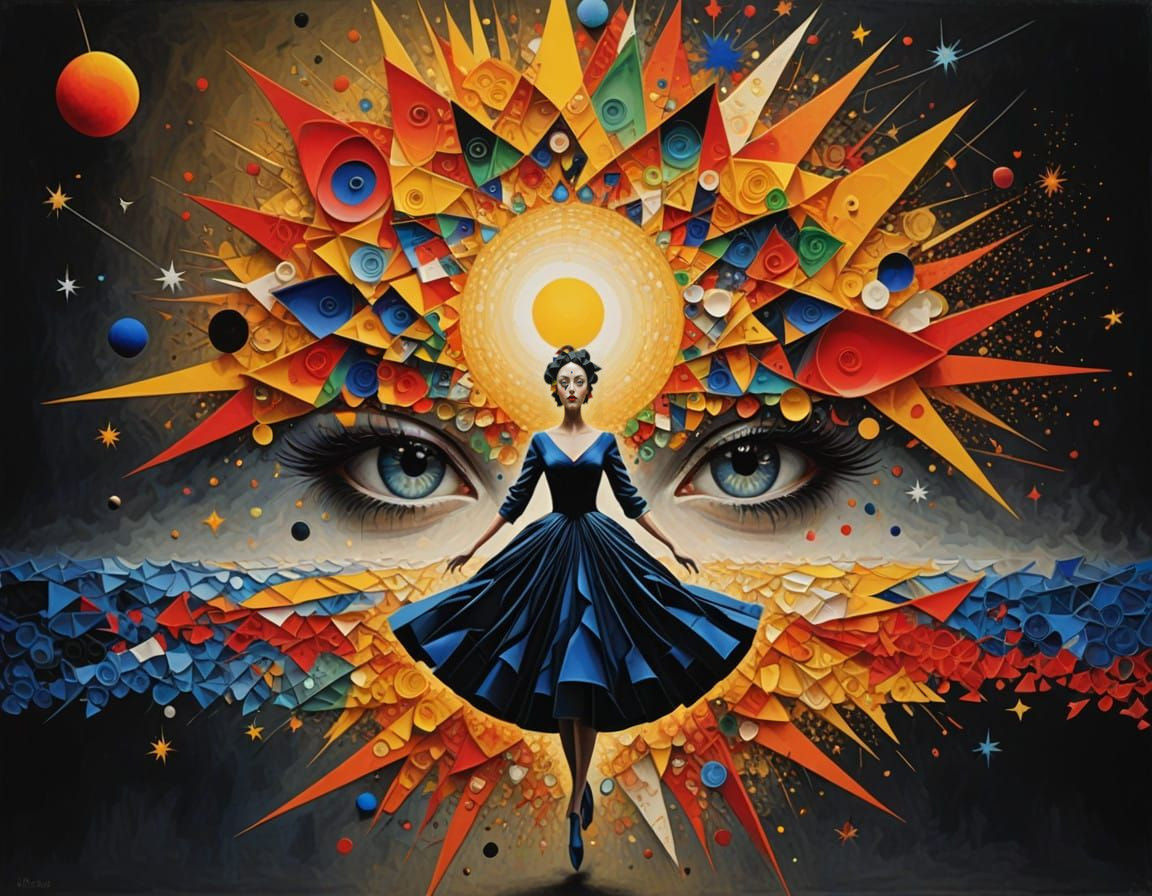 eyes darkly soft clothing 3D origami fractal chromoshadow vi...