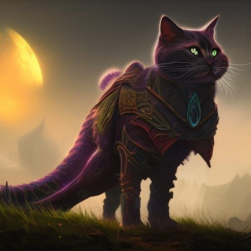 Fantastical Storm Cat Concept Art in Deep Color