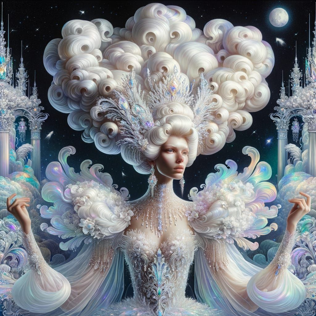 Regal Cloud Queen in Art Nouveau Style