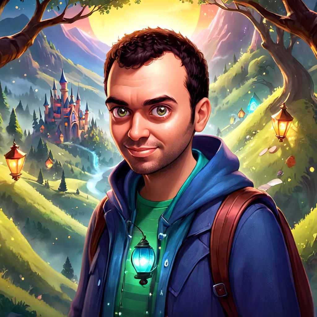 Pixar-Inspired Portrait in a Fantasy Landscape