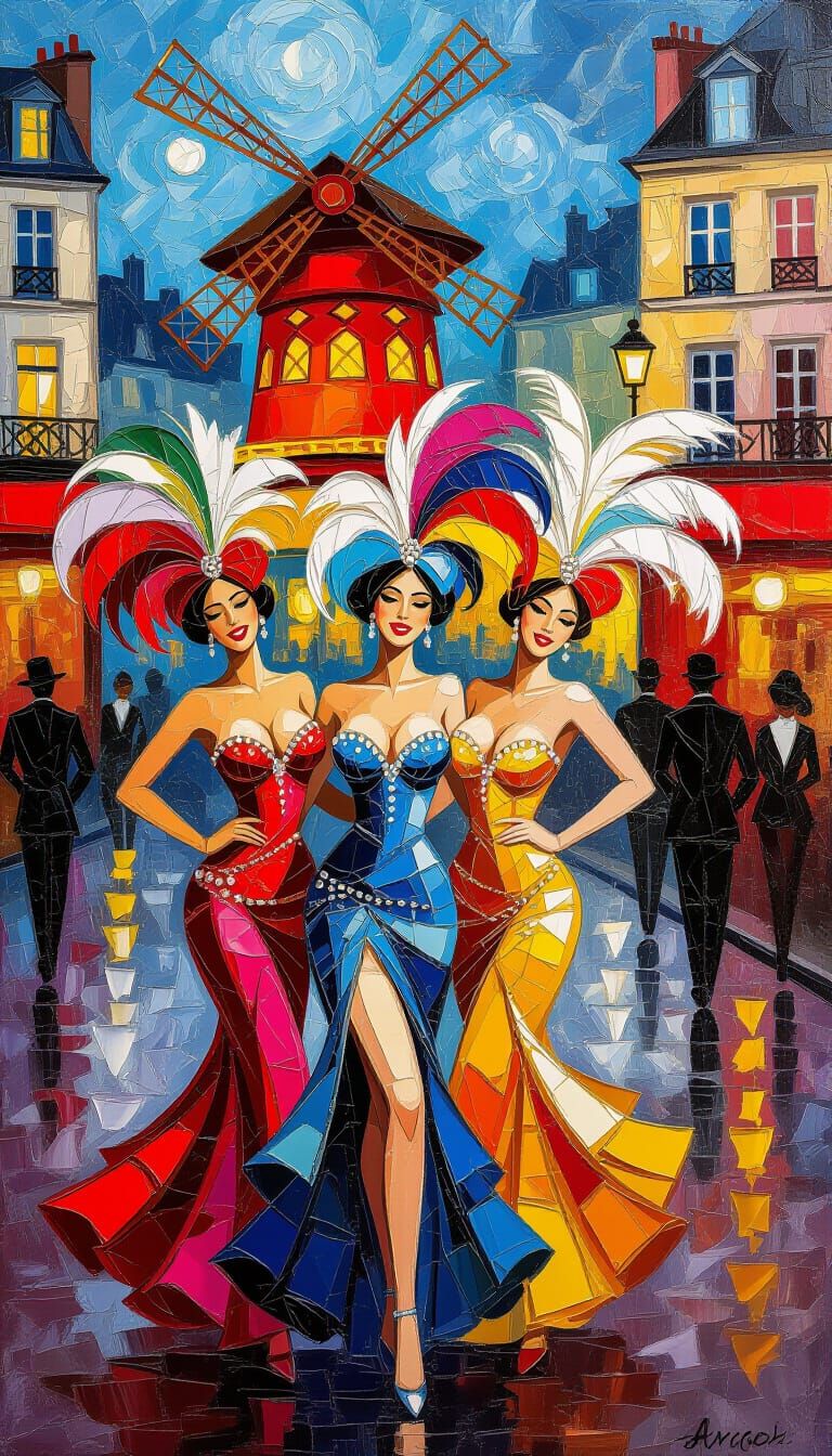Impressionist Cabaret Dancers at Moulin Rouge