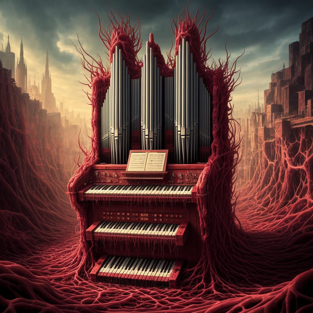 Dark Fantasy Organ of Crimsonflood in Fleshy Metropolis