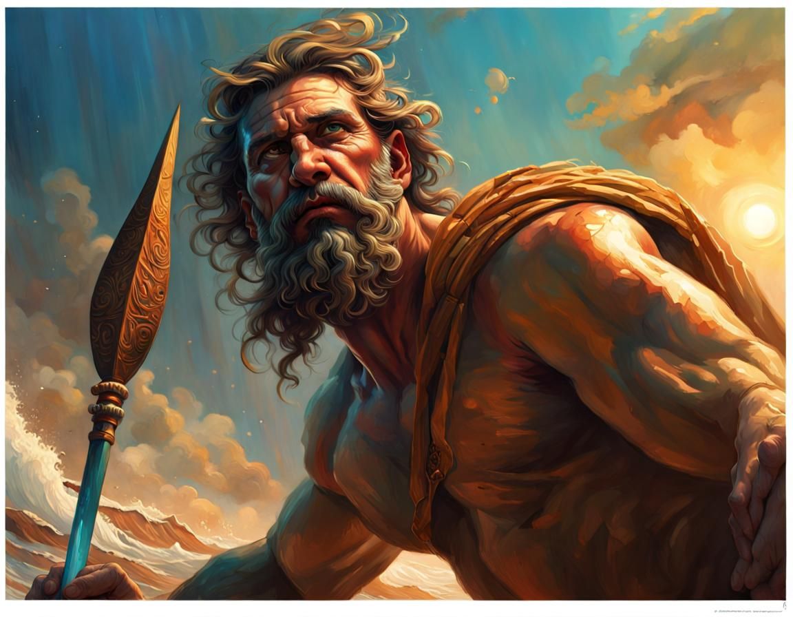 Ulysses Blinds the Cyclops: Hyperrealistic Dark Fantasy