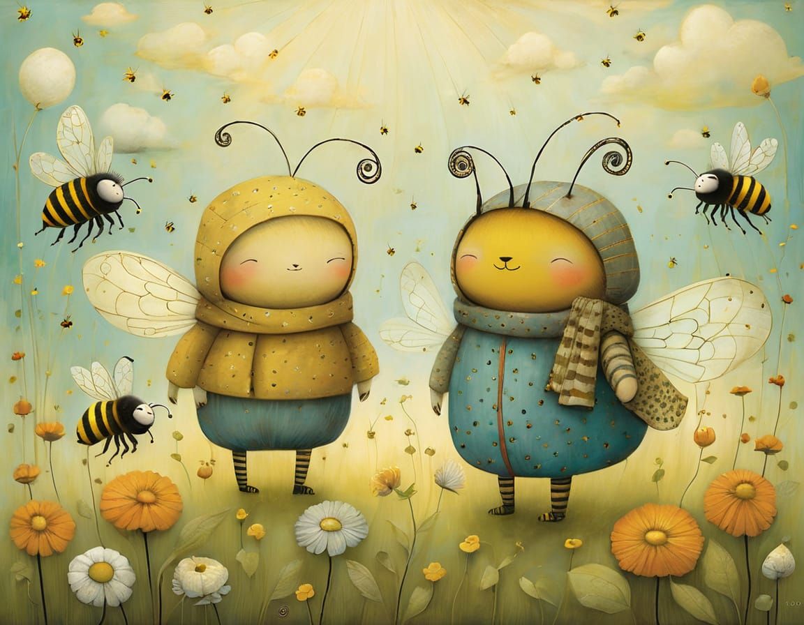 Whimsical Bees in a Dreamlike State