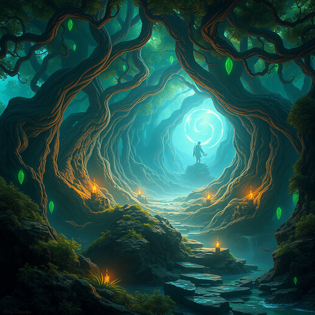 Mystical Tierra: A Detailed Matte Painting in High Fantasy S...
