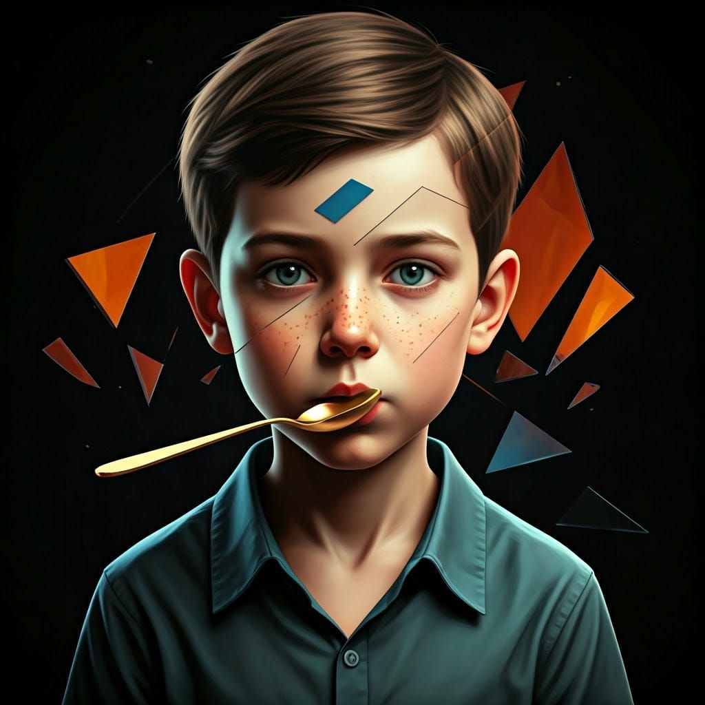 Boy with Geometric Fauvist Spoon