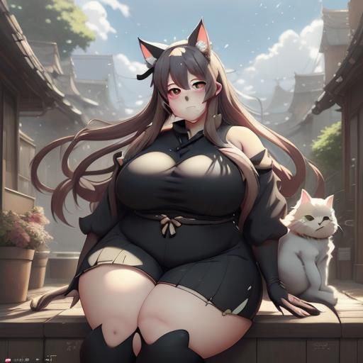Curvy Anime Girl in Key Visual Style