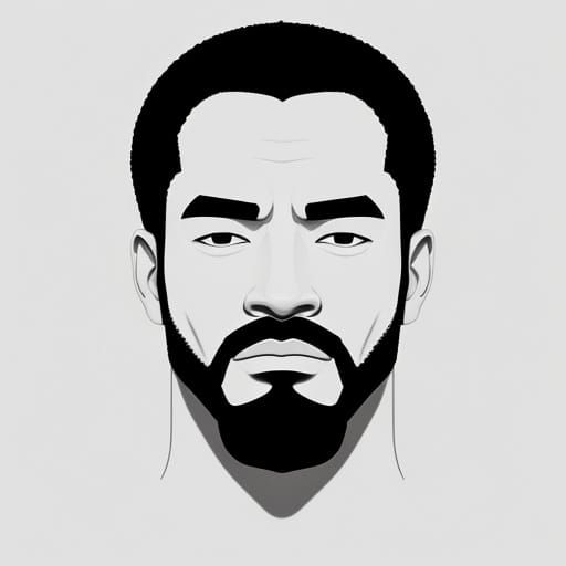 Simplified Portrait of a Confident Black Man in Digital Art