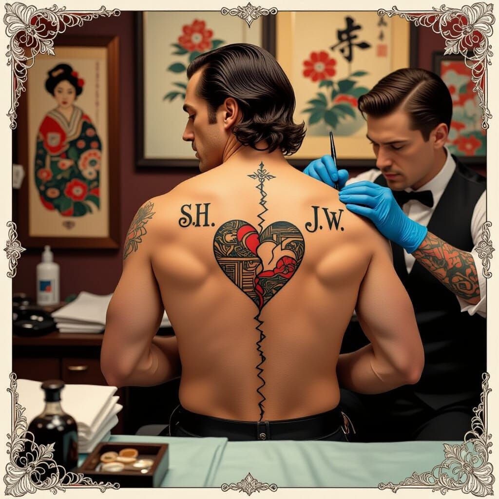 Sherlock Holmes Tattoo in Pre-Raphaelite Style