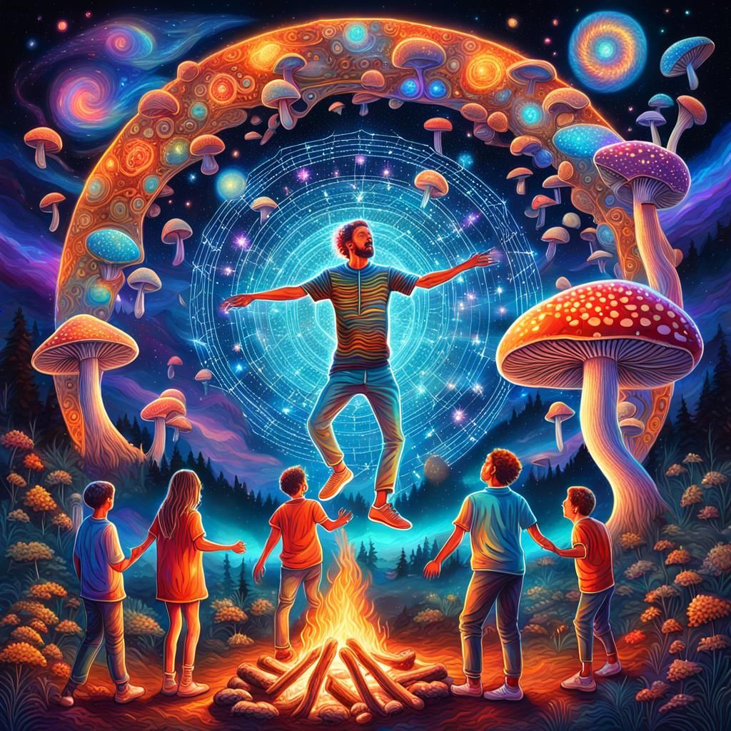 Psychedelic Dance: Astral Cosmic Illustration by Bonfire