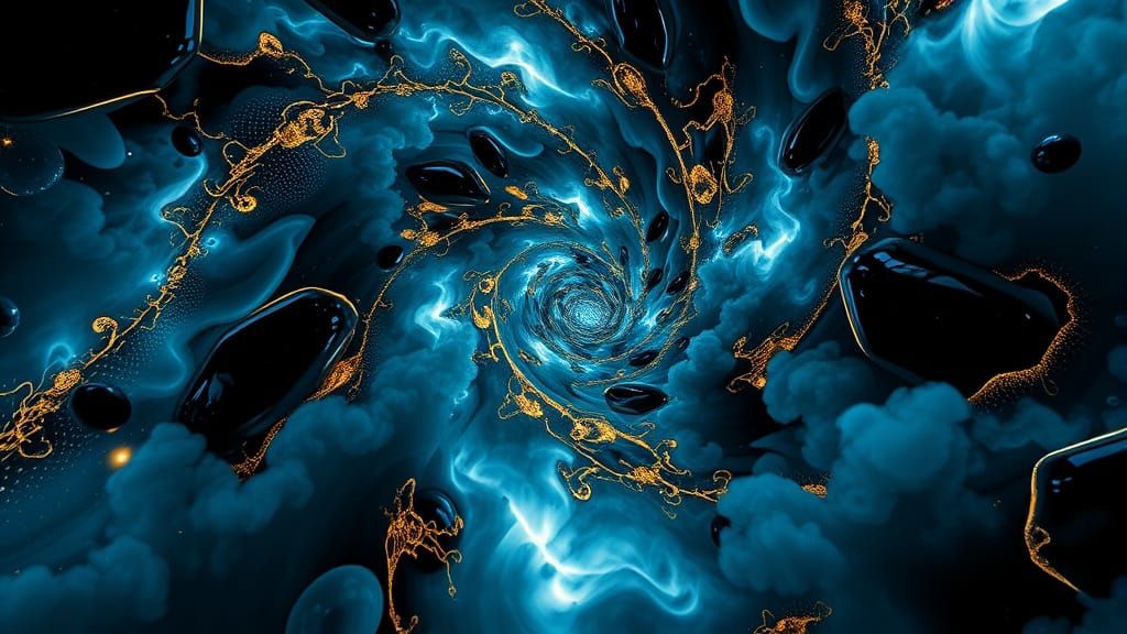 Bioluminescent Alcohol Ink Painting of Fractal Vortices