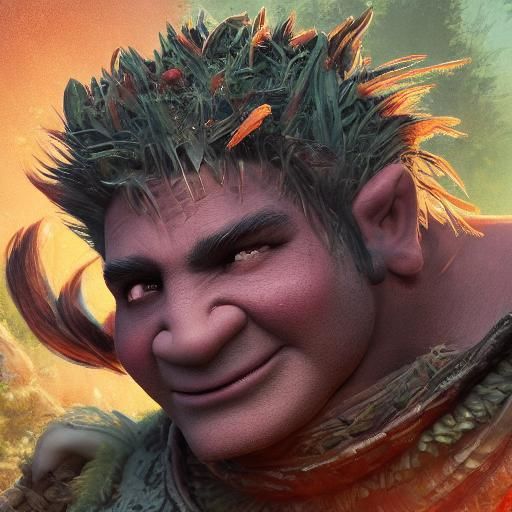 Shrek-Gru Gnome Hybrid in Mystical Forest as Oil Painting