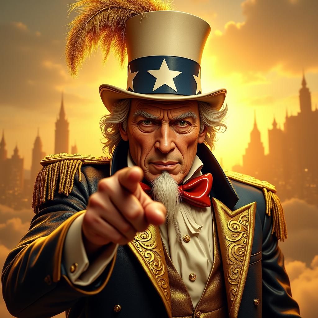 Golden Uncle Sam Points to Goldhaven, Fantasy Art