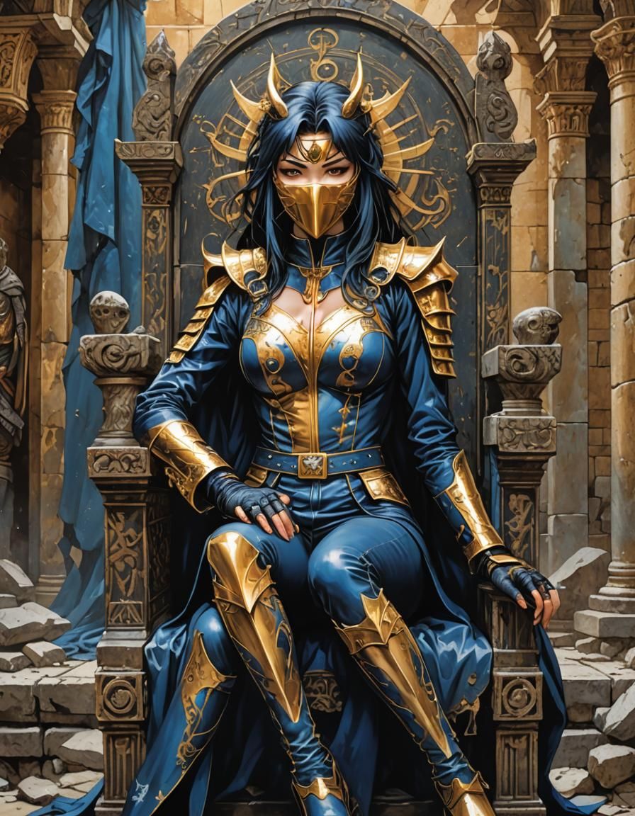 Anime Villain on Throne in Milo Manara Style