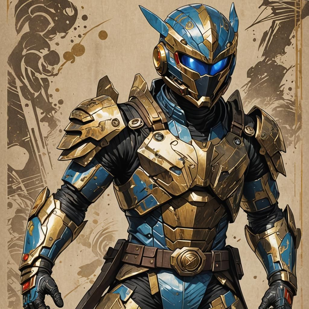 Manga-Inspired Kamen Rider Ninja with Tortoise Motif