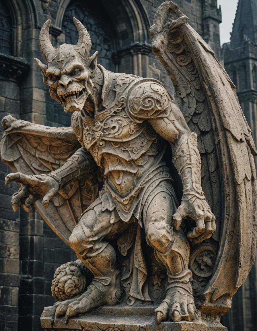 Gothic Gargoyle Statue on Medieval Church