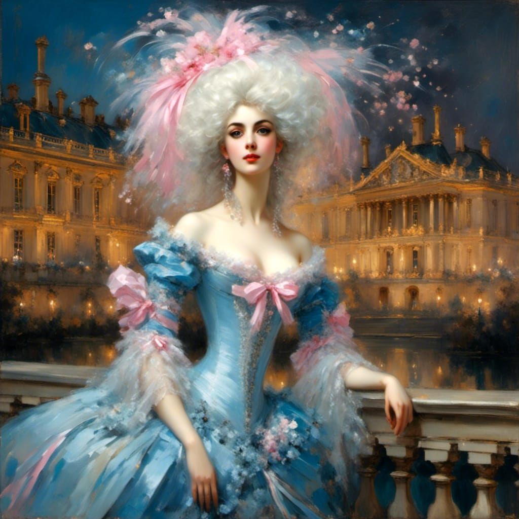 18th Century Woman with Fireworks Display