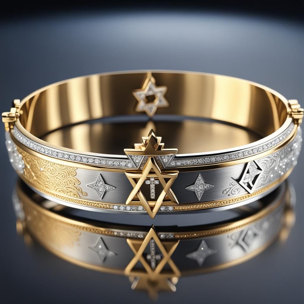 Gold and Silver Bracelet with Religious Symbols