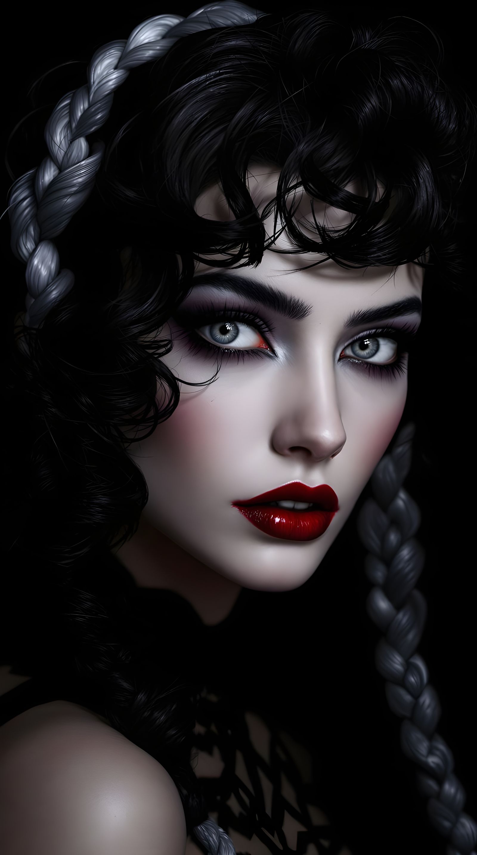 Gothic Goddess in Dark, Dramatic Makeup