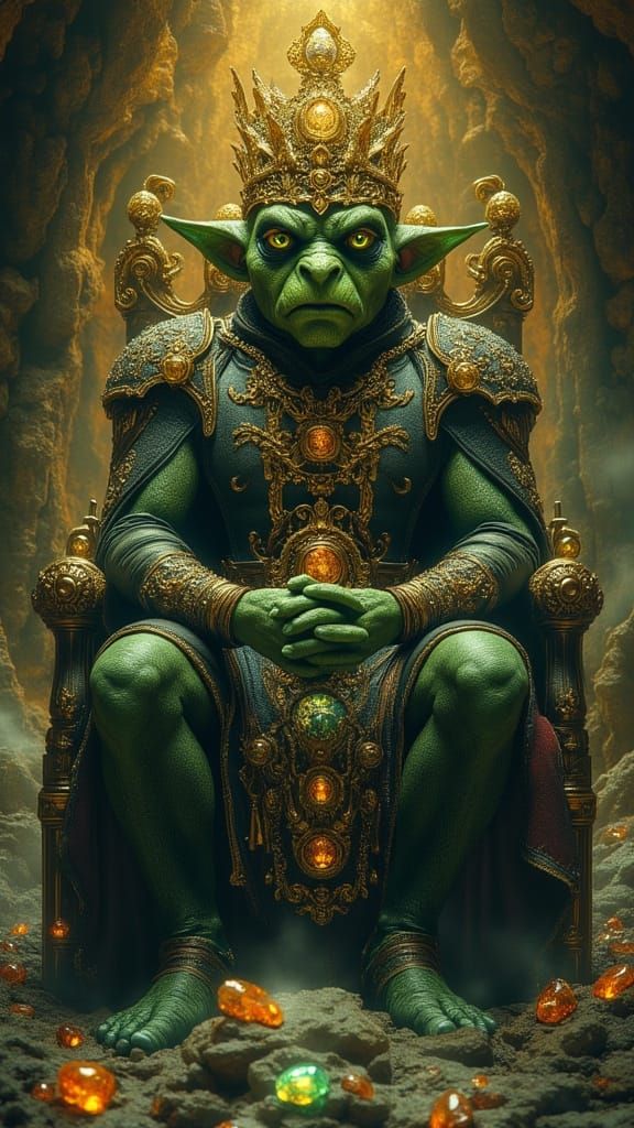 Regal Goblin King on Jewel-Filled Throne