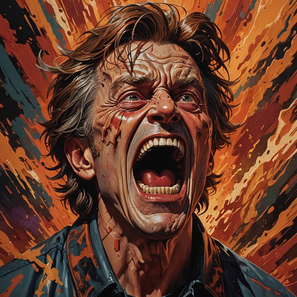 Hyperrealistic Face Scream in Cinematic Lighting