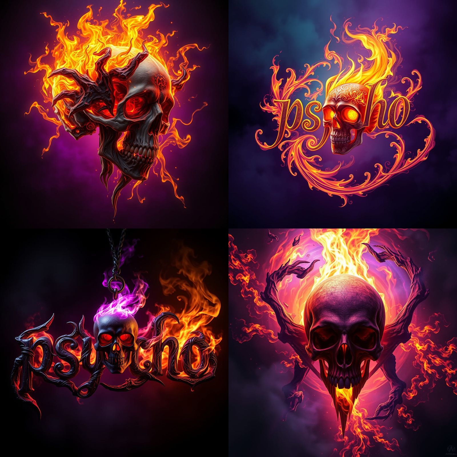 Psycho Skull in Flames: Dark Fantasy Concept Art