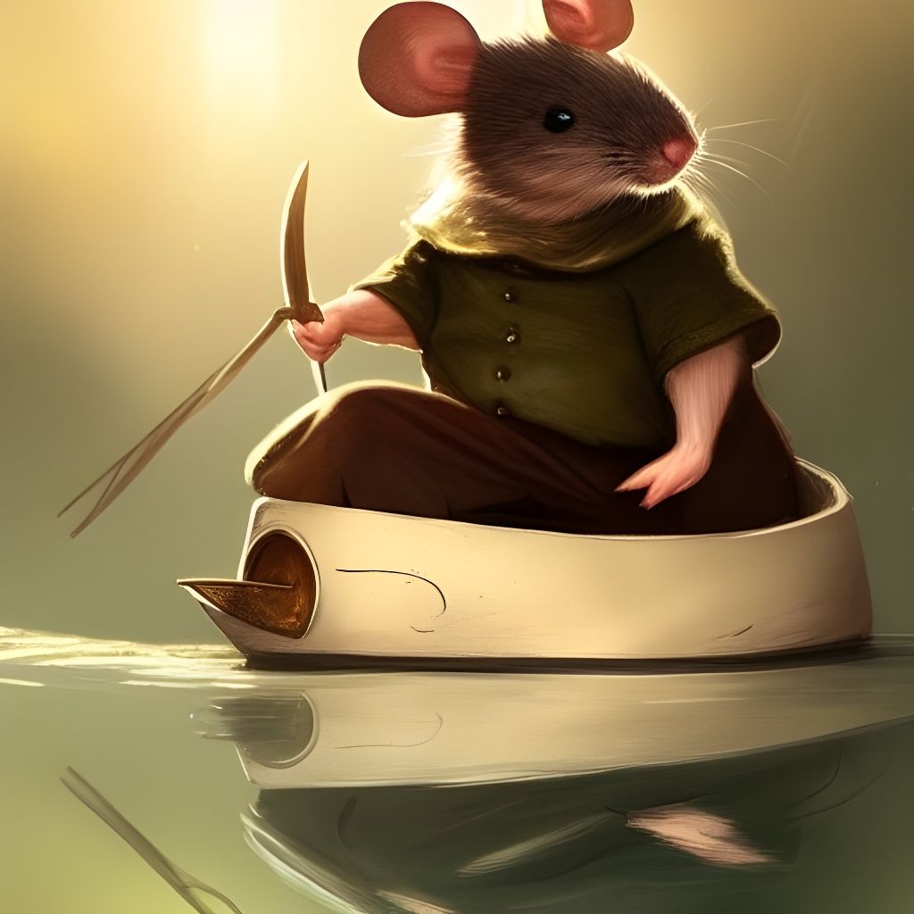 Hobbit Mouse on a Tiny Boat: Digital Art