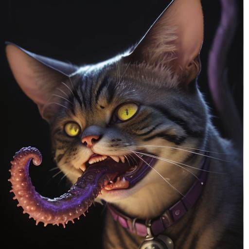 Hyperdetailed Flerken with Tentacle Mouth, Dark Fantasy Art