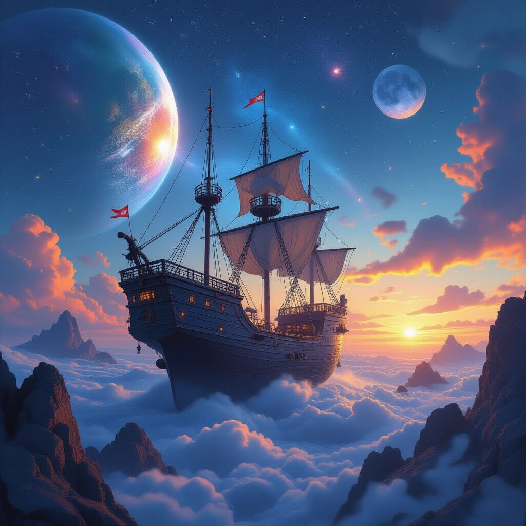 Fantastical Journey Through the Stars: Detailed Matte Painti...