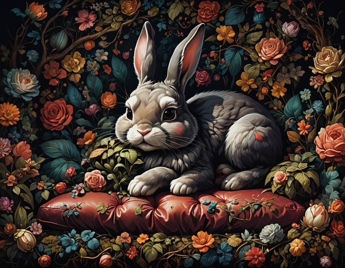 Cute Bunny Portrait: Surreal Fairytale Art