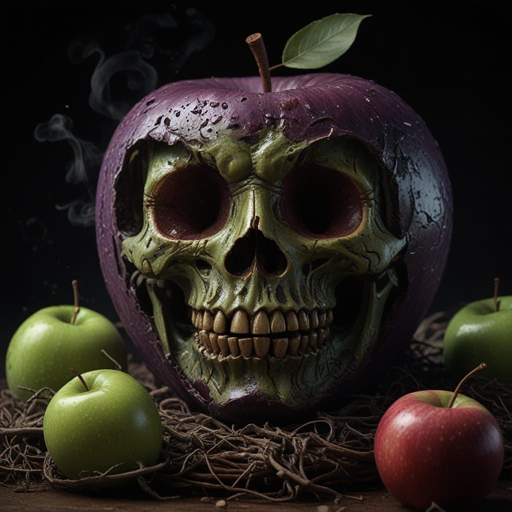 Toxic Apple in a Dark Fantasy Landscape