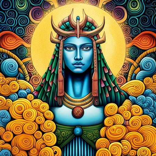 Egyptian Goddess in Maximalist Graffiti Art Style