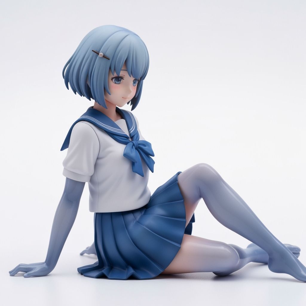Cute Figurine Girl in Japanese School Uniform