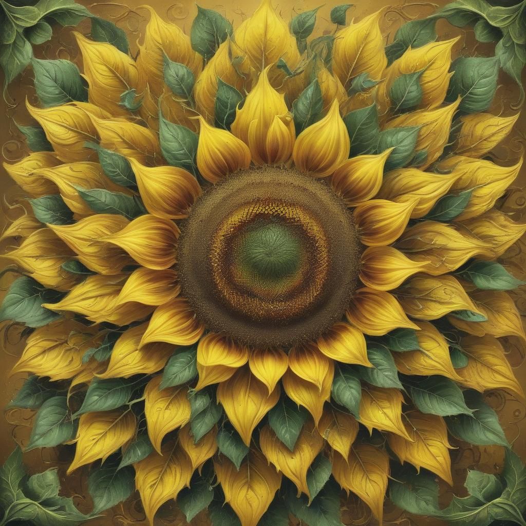 Vivid Sunflower Painting in Maximalist Style