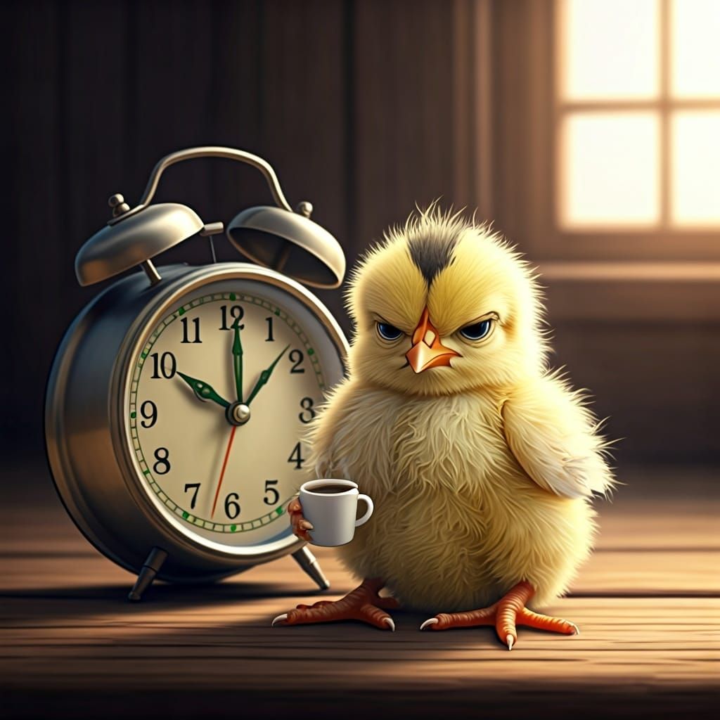 Grumpy Chick's Sunrise Coffee in Whimsical Style