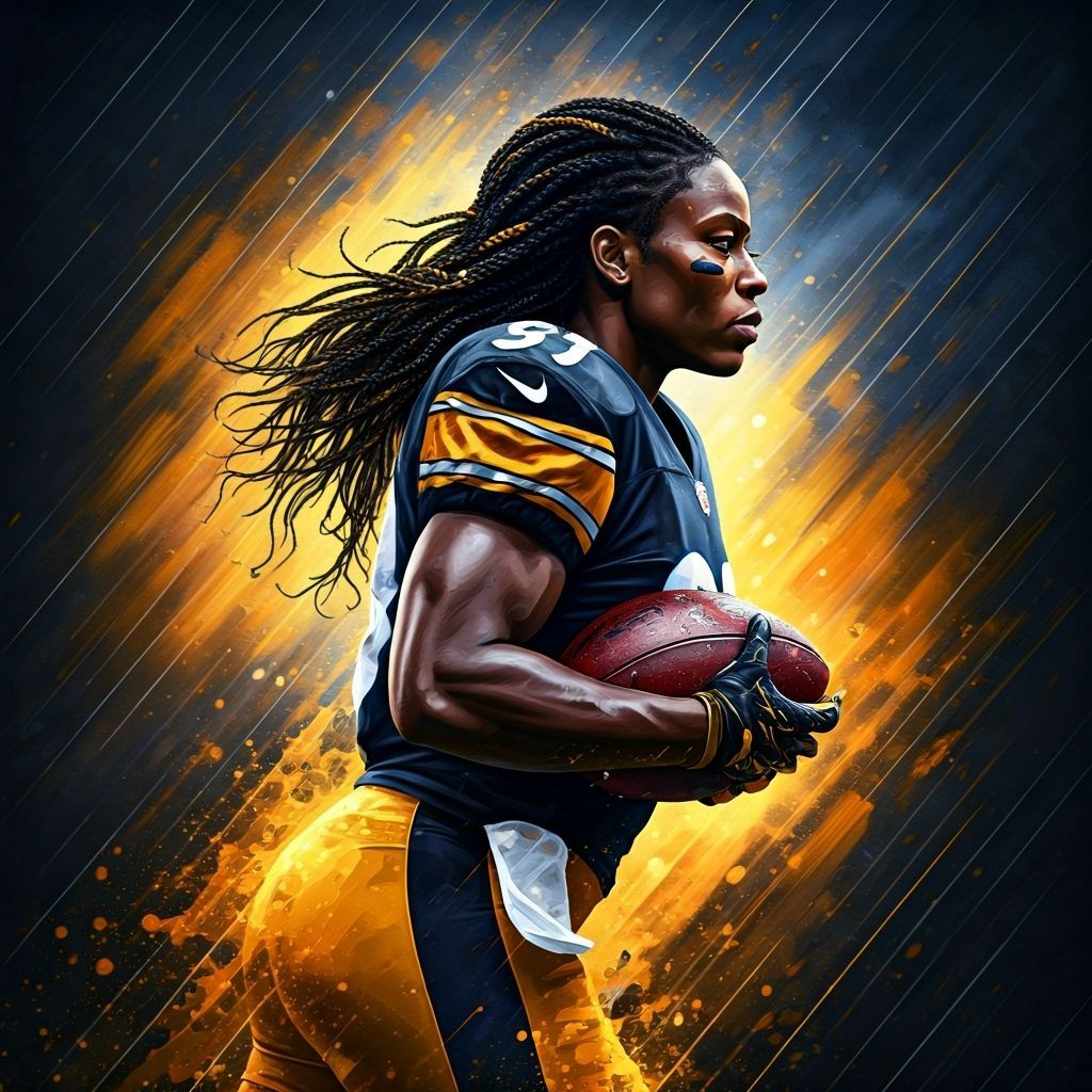 Steelers Football Player On Rainy Night Field