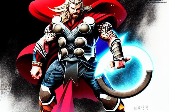 Thor, God of Thunder in Dark Fantasy Style