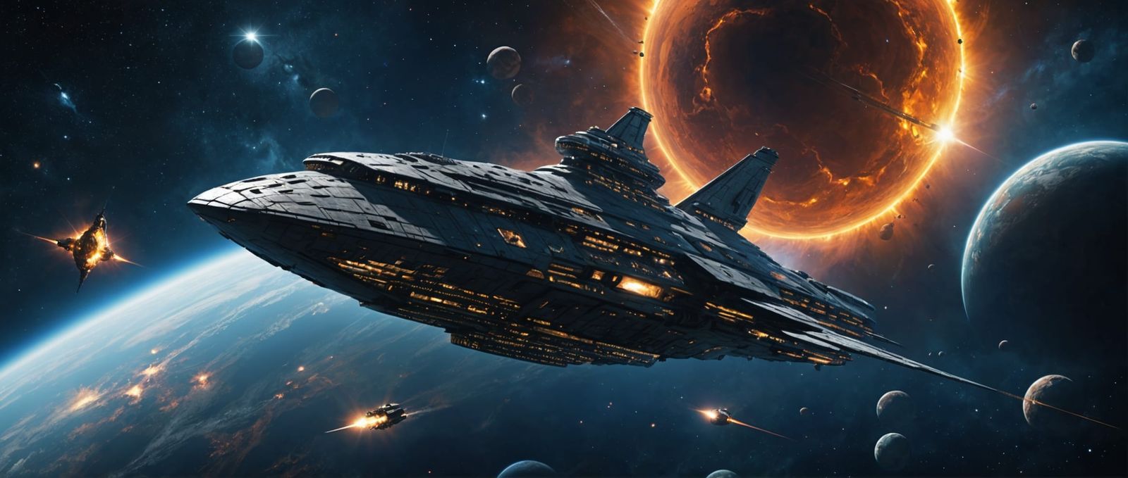 Starship Journey Through a Nebula: Digital Matte Painting