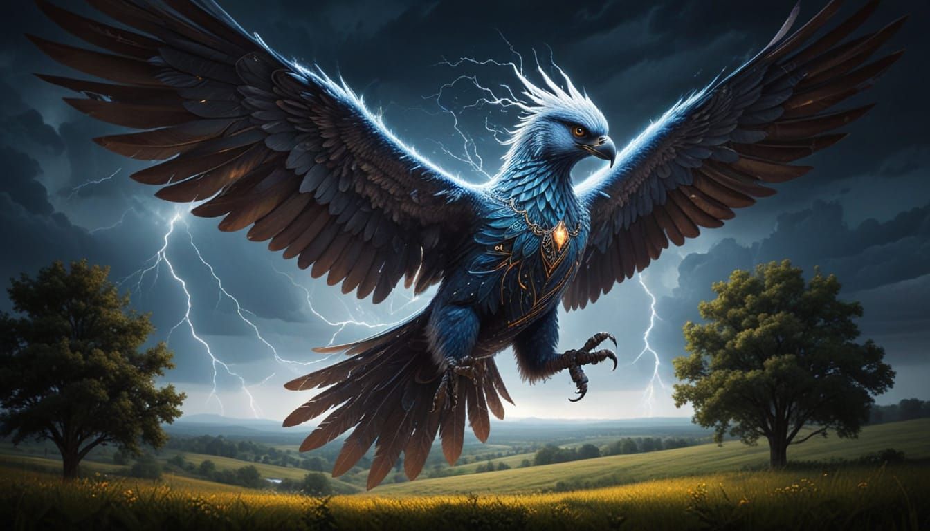 Mythical Thunderbird Rising from Midwest Lightning Storm