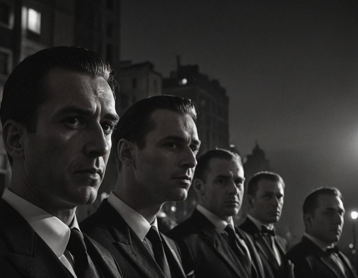 Film Noir Portrait of a Businessman and Team